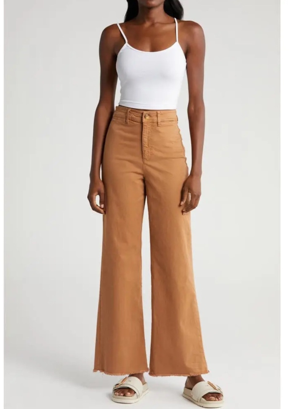 Marine Layer Bridget High Waist Raw Hem Wide Leg Pants Size 8